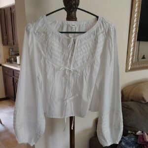 Aerie White Blouse with Textured Design